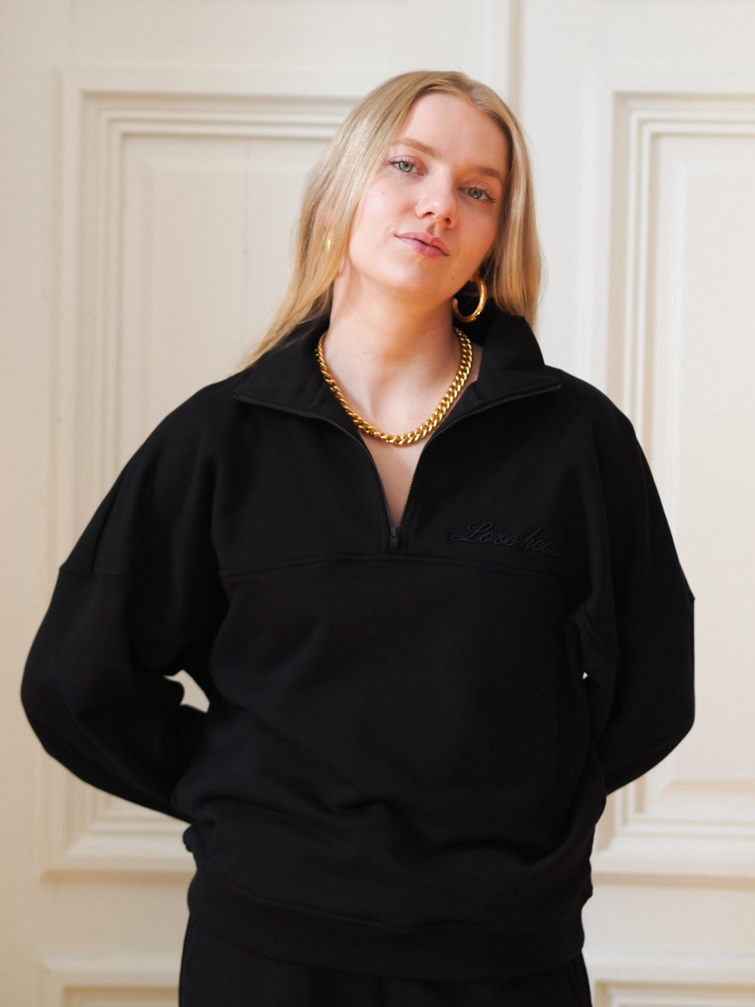 Half Zip Sweatshirt 'Love Heals', Black