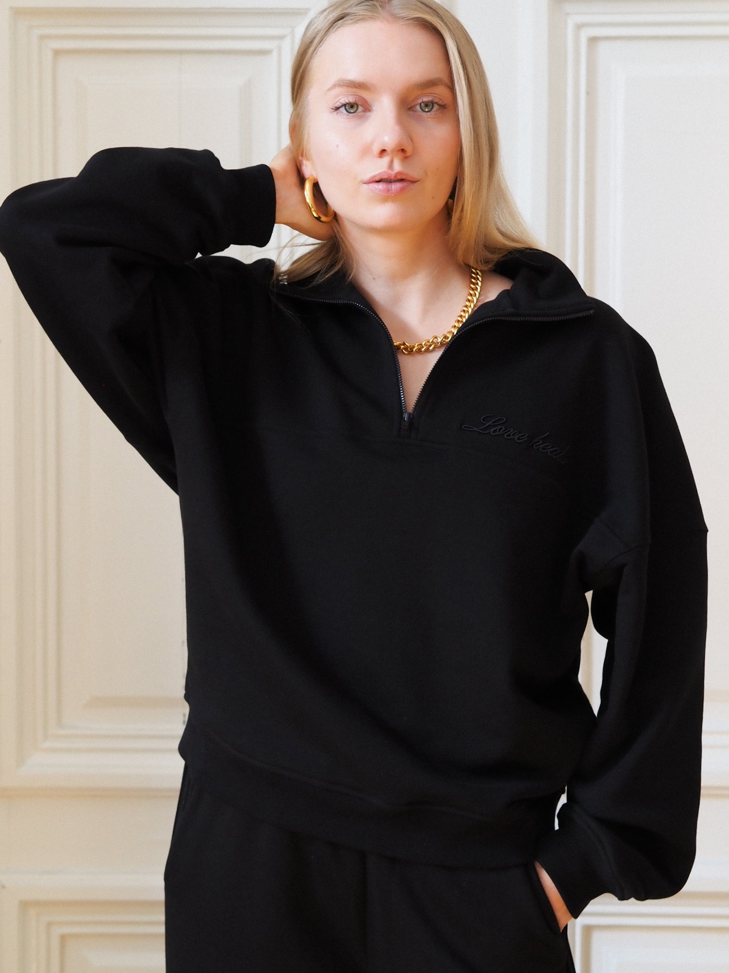 Half Zip Sweatshirt 'Love Heals', Black